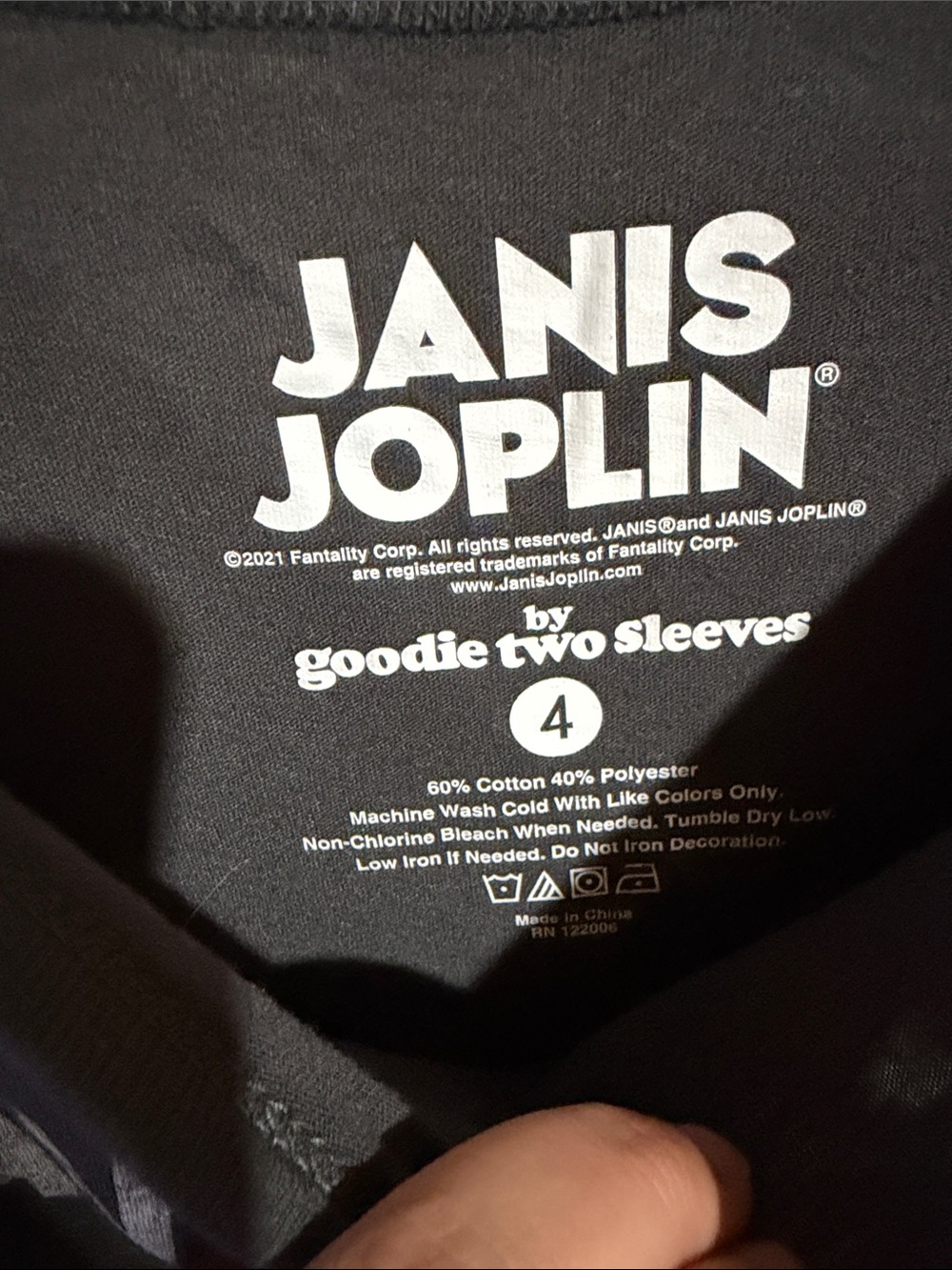 Janis Joplin Graphic Cold-Shoulder Tee - Black with Green Accents - Picture 3 of 3